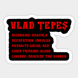 Vlad Dracula Sticker